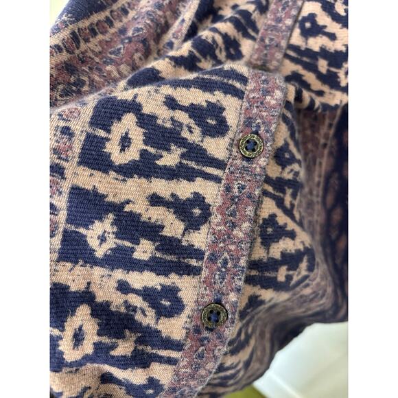 Lucky Brand Linen Blend Button Down Size Medium Boho Hippie Western Festival - Picture 4 of 6